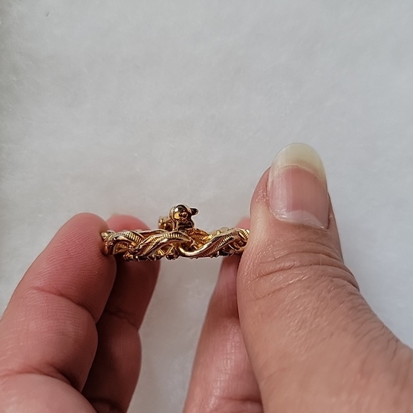 Vintage Green Rhinestone Circle Pin Brooch Gold Tone - Picture 4 of 5